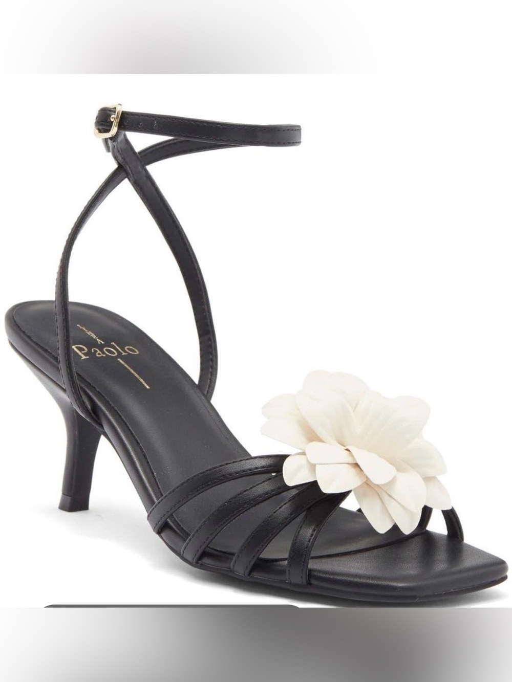 NWT, Linea Paolo Candice Flower Sandal in Stylish Black & White